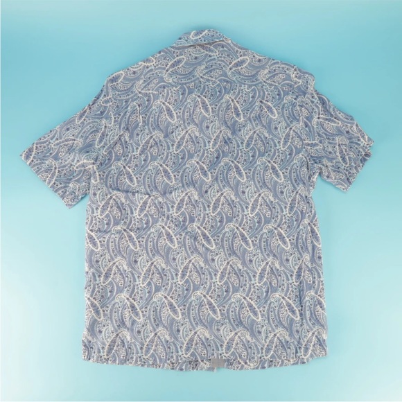 Nat Nast Shirt Men’s White/Blue Paisley Short Sleeve Button Up Rayon Size M - Picture 2 of 6
